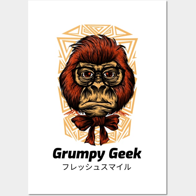 Grumpy Geek Monkey Joke Wall Art by BradleyHeal